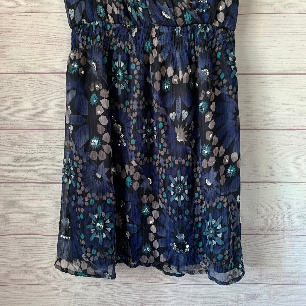 Charlotte Russe Blue Tunic Blouse or Dress Sleeveless Retro Y2K Sequins Size M - Picture 4 of 16